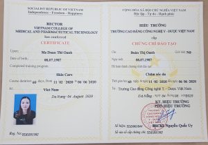 Mẫu chứng chỉ chăm sóc da